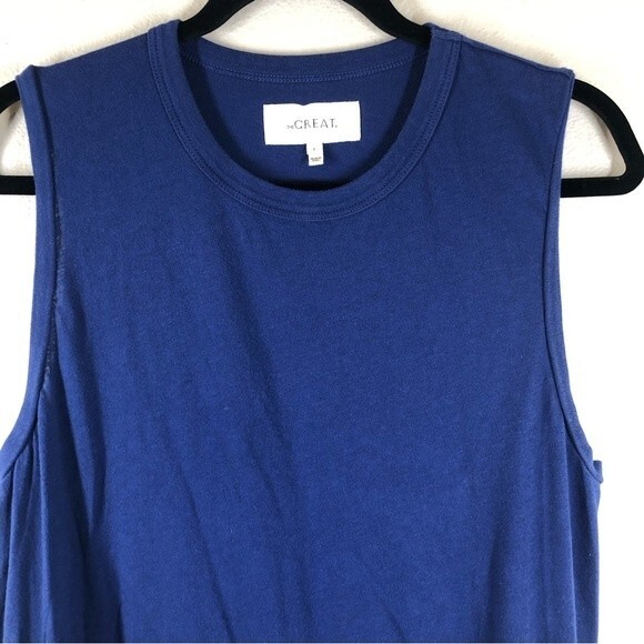 The Great. Sleeveless Cotton Midi Dress Cobalt Blue Size 3 or Large - Picture 2 of 6